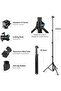 MT36 67" Extendable Selfie Stick & Travel Phone Tripod, 1.7m Adjustable Tripod Stand with Phone Clip - 4