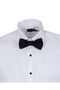 Men's White Classic Collar Tuxedo Shirt - Black Button-Down Set with Bow Tie and Cufflinks - 5