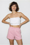 Women's Pink Elastic Waist High Waist Basic Mini Shorts 60286330
