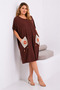 Women's Plus Size Coffee, Mesh Pocket, Crew Neck, Comfortable Fit Viscose Dress 65N39517 - 3