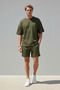 Men's Basic Oversize Short Sleeve Top and Shorts Comfortable Cut Two-Piece Set - 4