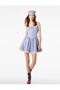Women's Dress 6Sal80014Iw Blue Striped