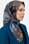 Women's Light Blue Leopard and Paisley Patterned Flared Scarf