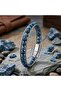 Blue Agate Natural Stone and Steel Rope Men's Bracelet - 21 cm - 3