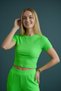 Women's Camisole Fabric Crew Neck Pistachio Green Crop T-Shirt - 2004 - 4