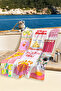 Italian Collage Lemon Themed Beach Towel-Mediterranean Bohemian Pink Orange Quick Drying Microfiber Towel