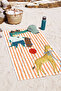 Children's Beach Towel with Cute Animal Figures - Orange Striped Safari Quick-Dry Microfiber Towel - 7