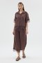 Women's Brown Lace and Pleated Detailed Shirt-Shorts Linen Blend Top and Bottom Set