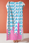 City Themed Lettering Typographic Beach Towel - Pink Blue Metropolitan Quick-Dry Microfiber Towel - 6