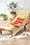 Striped Text-Themed Yellow and White Beach Towel - Mediterranean Style Red Detailed Bath Beach Cover - 6