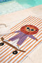 Striped Children's Beach Towel with Lion Figure - Orange Modern Animal-Themed Quick-Drying Microfiber Towel - 7