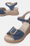 Women's Blue Suede Genuine Leather Strap Buckle Straped Wedge Heel Daily Sandals - 3
