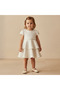 Round Neck Short Sleeves Empire Dress with Belt Detail
