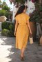 Women's Yellow Polka Dot Elastic Waist Tie Dress Arm-26Y001121 - 2
