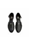 Black Leather Buckle Women's Round Toe Sandals - 2