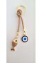 Gift Marine Series Evil Eye Beaded Lucky Fish Keychain - Beige
