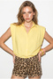Women's Yellow Sleeveless Shirt with Collar and Elastic Waist Balloon Crop Shirt Dg261030 60286343 - 3