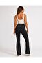 Women's Black Spanish Flare Diver Fabric Leggings High Waist - 2