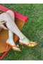 Orange Satin (Miley) Flip-Flop Heeled Slippers with Floral Detail - 5