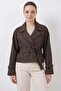 Women's Classic Collar Belted Double Button Light Brown Trench Coat - 2