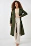 Women's Double Breasted Collar Belted Khaki Trench Coat - 3