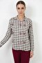 Women's Oversize Checkered Patterned Viscose Black Shirt - 4