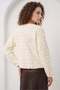 Women's Round Neck Embossed Patterned Ecru Sweater - 5