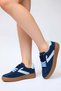Women's Platform Sole Color-Blocked Suede Sneakers Lace-Up Casual Comfortable Cut Modern Stylish Elegant - 3