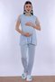 Cotton Pajama Set for Pregnant and Postpartum Women with Adjustable Waist Elastic - Blue - 5