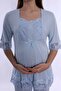 Adjustable Waist Detailed Maternity Pajama Set with Breastfeeding Feature Effortt - Blue - 3