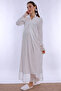 Long Sleeve Maternity Nightgown with Hidden Breastfeeding Feature Effortt - Ecru - 6