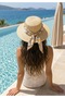 Design 2-in-1 Women's Straw Hat with Shawl That Can Be Attached to the Hat and Bag - 4