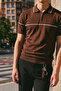 Men's Striped Cotton Coffee Polo Collar T-Shirt - 6