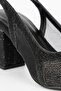 Arissa Women's Stone Embellished Mesh Detailed Slingback Thick Heeled Stiletto 7 cm - 5
