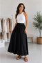 Women's Tencel Fabric Skirt with Elastic Waist and Pocket Detail - 4