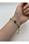 Gold color black stone clover bracelet - 26blks16 - 2