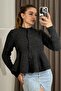 Women's flounced soft knit cardigan - anthracite