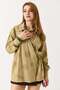 Women's side tie shirt collar tunic khaki - 2