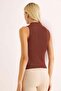 Women's Stand Collar Sleeveless Blouse Brown - 5