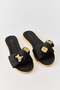 Women's Soft Sole Stylish Slippers with Accessories Black - 2