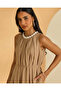Women Beige Sleeveless Midi Dress - 2