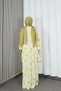 Women's Modal Fabric Floral Patterned Hijab Half Placket Buttoned Summer Dress Yellow Hnt2130 - 8