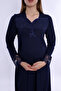 Mother's Comfort Maternity Nightgown with Breastfeeding Feature Effortt - Navy Blue - 5
