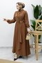 Side Tie Buckle Detailed Dress Tsd260203 Tan - 3