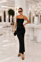 Women's Black Fish Cut Body-Hugging Long Dress with Rope Straps - 3