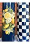 Large Size 2-Piece Glass Oil and Vinegar Set 750 ml - Handmade Lemon and Checkered Patterned Navy Blue Set - 6