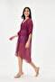 Burgundy Italian Special Design Front Slit Bat Sleeve Lined Silk Tunic Blouse 38 - 44 Size - 3