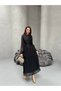 Women's Gathered Detailed Cuff Belted Yoryo Fabric Invitation Wedding Graduation Evening Dress - 4