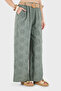 Straw Belted Brode Detailed Wide Leg Trousers Pants 2505 - 4