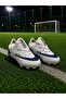 Children's Turf Soccer Shoes White--Blue High-Top Grass Field (with Spikes) - 2